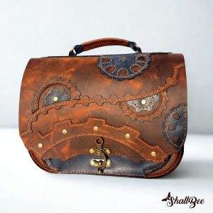 El yapımı ShallBee Chronogear steampunk deri çanta